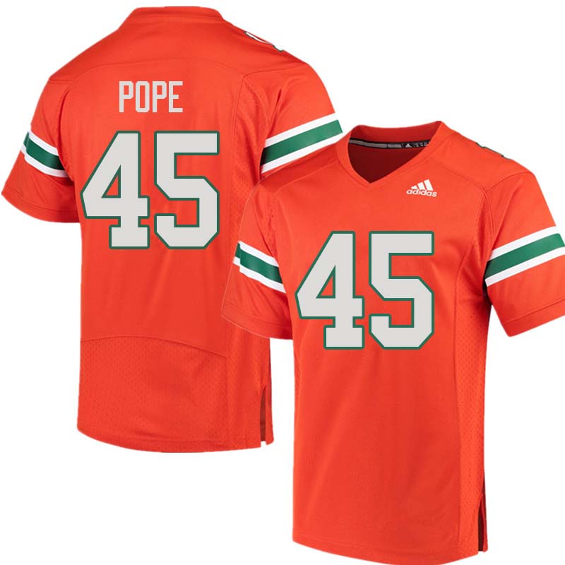 Adidas Miami Hurricanes #45 Jack Pope College Football Jerseys Sale-Orange